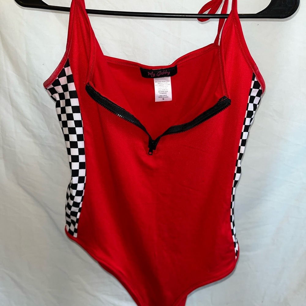 Checkered Red body suit